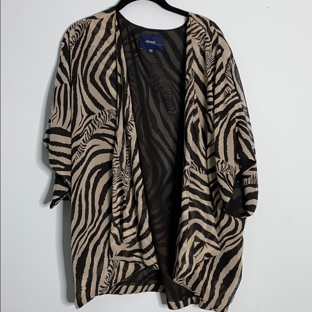 Eloquii zebra cascade collar jacket 22w